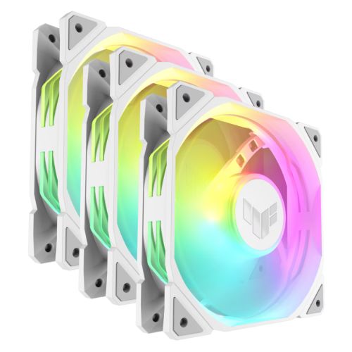 Asus TUF Gaming TR120 ARGB 12cm PWM Case Fans (3 Pack), Hydraulic Bearing, 28mm Frame, Double-layer LED Matrix Design, 2000 RPM, White