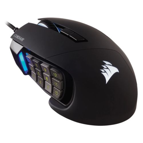 Corsair Scimitar RGB Elite Optical MOBA/MMO Gaming Mouse, 18000 DPI, 17 Programmable Buttons, Key Slider Control System, Black