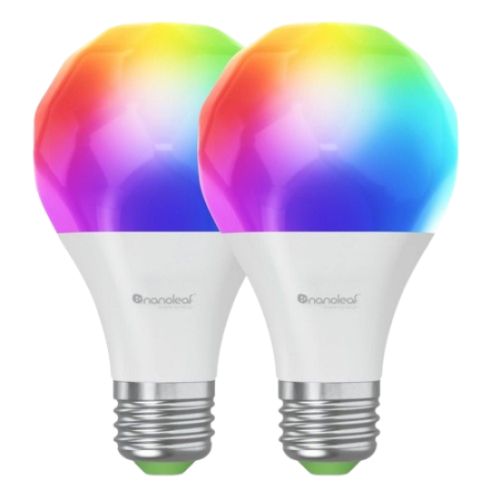 Nanoleaf Matter Wi-Fi E27 Smart Bulbs (2-Pack), 16+ Million Colours, Colour-Changing Scenes, Tunable Whites, Customised Schedules