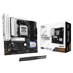 Asrock A620AM PRO RS WIFI, AMD A620A, AM5, Micro ATX, 4 DDR5, HDMI, DP, Wi-Fi 6E, 2.5G LAN, RGB, 3x M.2
