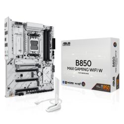 Asus B850 MAX GAMING WIFI W, AMD B850, AM5, ATX, 4 DDR5, HDMI, DP, Wi-Fi 6E, 2.5G LAN, 3x M.2, White