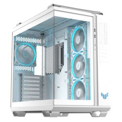 Asus TUF Gaming GT502 Horizon ARGB Case w/ Glass Front & Side, ATX, Dual Chamber, Modular Design, 4x ARGB Fans, USB-C 20Gbps, Carry Handles, White
