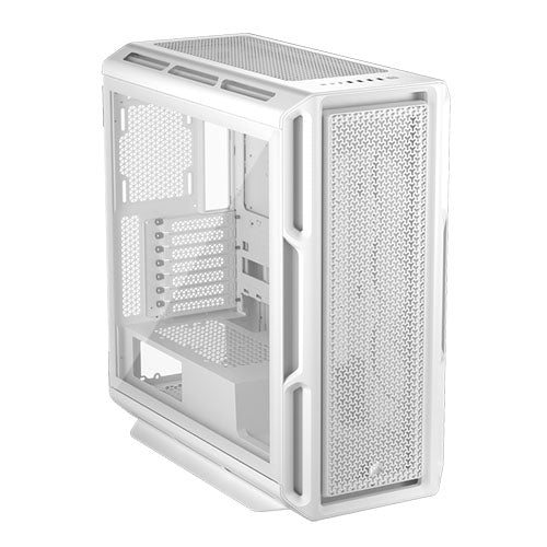 Corsair 5000T Gaming Case w/ Glass Side, E-ATX, No Fans, USB-C, Asus BTF Compatible, White
