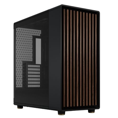 Fractal Design North XL RC Charcoal Black (TG Dark) Case w/ Dark Glass Window, ATX, 3 PWM Fans, USB-C, Walnut Front, Reverse Connector/Asus BTF Compatible