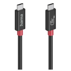 Hama USB4 V2 80Gbps Type-C Male to Male Cable, E-Marker, 5A, 240W, 1 Metre, Black