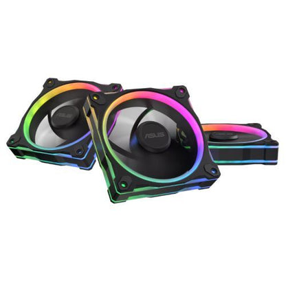 Asus Prime MR120 ARGB Reverse Blade 12cm PWM Case Fans (3 Pack), Sleeve Bearing, 28mm Frame, Dual-Sided Lighting, 1600 RPM, Black
