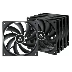 ARCTIC F12 12cm PWM PST Case Fan w/ Cable Splitter (5 Pack), Black, Fluid Dynamic, 230-1350 RPM