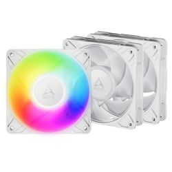 ARCTIC P12 Pro ARGB 12cm PWM Case Fans w/ Cable Splitters (3 Pack), Fluid Dynamic Bearing, 600-3000 RPM, White