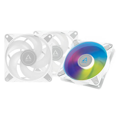 ARCTIC 12cm P12 Pressure Optimised PWM PST ARGB Case Fans (3 Pack), Fluid Dynamic, 12 LEDs, 0-2000 RPM, 0dB Mode, White
