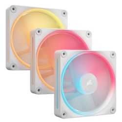 Corsair iCUE LINK LX120-R 12cm PWM Reverse Blade RGB Case Fans (3-Pack), 18 RGB LEDs, Magnetic Dome Bearing, 2400 RPM, iCUE LINK Hub Included, White