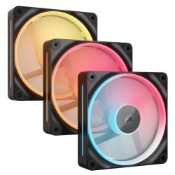 Corsair iCUE LINK LX120-R 12cm PWM Reverse Blade RGB Case Fans (3-Pack), 18 RGB LEDs, Magnetic Dome Bearing, 2400 RPM, iCUE LINK Hub Included, Black