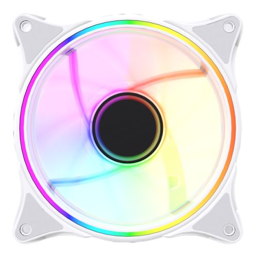 Vida Infinity01 Reverse Blade 12cm ARGB Dual Ring PWM Case Fan, Hydraulic Bearing, Infinity Mirror Effect, 500-1500 RPM, White