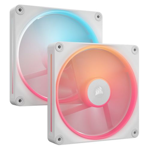 Corsair iCUE LINK LX140-R 14cm PWM Reverse Blade RGB Case Fans (2-Pack), 18 RGB LEDs, Magnetic Dome Bearing, 2000 RPM, iCUE LINK Hub Included, White