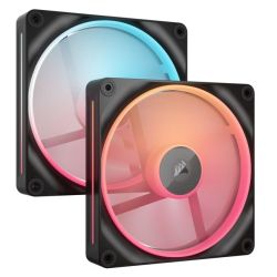 Corsair iCUE LINK LX140-R 14cm PWM Reverse Blade RGB Case Fans (2-Pack), 18 RGB LEDs, Magnetic Dome Bearing, 2000 RPM, iCUE LINK Hub Included, Black