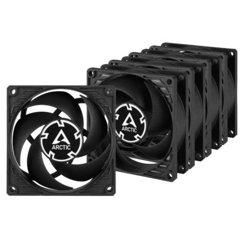 ARCTIC P8 Silent Pressure-optimised Extra Quiet 8cm Case Fans (5 Pack), Black, Fluid Dynamic, 1600 RPM, Black