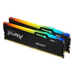 Kingston Fury Beast RGB 128GB Kit (2 x 64GB), DDR5, 5600MHz, CL36, 1.25V, ECC, PMIC, AMD EXPO & Intel XMP 3.0, Black, DIMM Memory