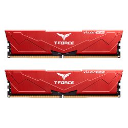 Team T-Force Vulcan 32GB Kit (2 x 16GB), DDR5, 6400MHz (PC5-51200), CL40, ECC, AMD EXPO & Intel XMP 3.0, PMIC, DIMM Memory, Red