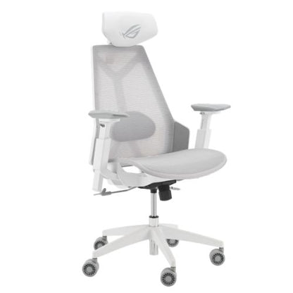 Asus ROG Destrier Core White Gaming Chair, Cyborg-Inspired Design, Versatile Seat Adjustments, Mobile Gaming Arm Support