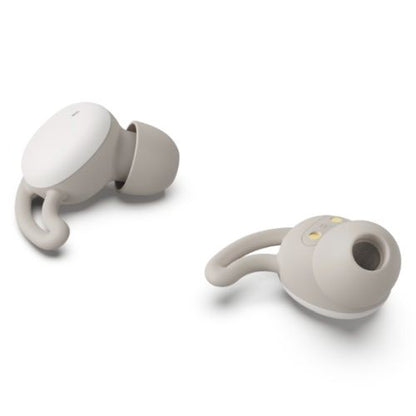 Hama (Spirit Calm) Bluetooth Earbuds with Mic, Ear Hooks, True Wireless, Touch Control, Voice Control, Charging Case, White/Grey