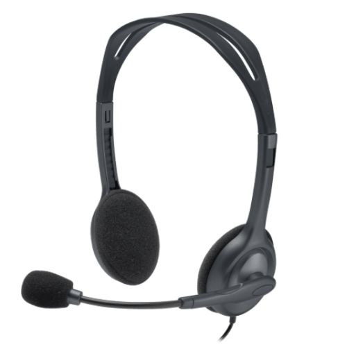 Logitech H111 Headset, 3.5mm Jack, 180Â° Rotating Mic, 2.35M Cable