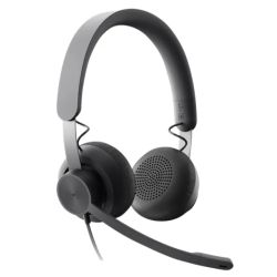 Logitech Zone Wired MSFT Headset, USB-C (USB-A Adapter), 40mm Drivers, Flip-to-Mute Noise-Canceling Mic, In-line Controls