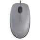 Logitech M110 Silent Wired Optical Mouse, USB, 1000 DPI, Ambidextrous, Mid Grey