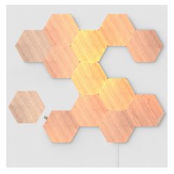 Nanoleaf Elements Hexagons Starter Kit (13-Panels), White Light, Wood Grain Finish, Create an Illuminated Display, Ultra-Thin Panels, Music Reaction, App/Voice/Manual Control