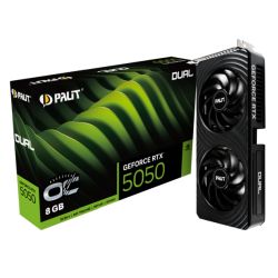 Palit RTX5050 DUAL OC, PCIe5, 8GB DDR6, HDMI, 3 DP, 2647MHz Clock, RGB Lighting, Overclocked