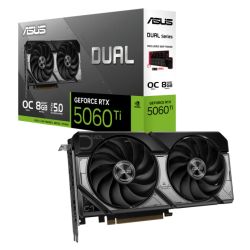 Asus DUAL RTX5060 Ti OC, PCIe5, 8GB DDR7, HDMI, 3 DP, 2632MHz Clock, Overclocked, Compact SFF-Ready