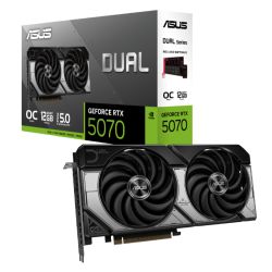 Asus DUAL RTX5070 OC, PCIe5, 12GB DDR7, HDMI, 3 DP, 2572MHz Clock, Overclocked, Compact SFF-Ready