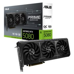 Asus PRIME RTX5080 OC, PCIe5, 16GB DDR7, HDMI, 3 DP, 2685MHz Clock, Overclocked, Compact SFF-Ready