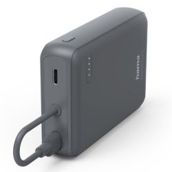 Hama Travel 10000mAh Fast Charge Powerbank, 2x USB-C, LED Capacity Indicator, Grey