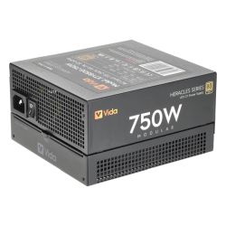 Vida 750W Heracles Black ATX 3.1 Gaming PSU, 80+ Gold, Fully Modular, 14cm Ultra-Quiet Semi-Fanless FDM Fan, Flat Black Cables, PCIe 5.1, Power Lead Not Included