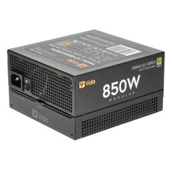 Vida 850W Heracles Black ATX 3.1 Gaming PSU, 80+ Gold, Fully Modular, 14cm Ultra-Quiet Semi-Fanless FDM Fan, Flat Black Cables, PCIe 5.1, Power Lead Not Included