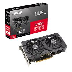 Asus DUAL RX7600 EVO OC, 8GB DDR6, HDMI, 3 DP, 2715MHz Clock, Overclocked