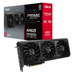 Asus PRIME RX9070 OC, PCIe5, 16GB DDR6, HDMI, 3 DP, 2610MHz Clock, Overclocked, Compact SFF-Ready