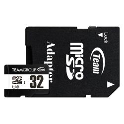 Team 32GB MicroSDHC UHS-I U1 C10 Card with SD Adapter, Class 10 UHS-I, Up to 100MB/s