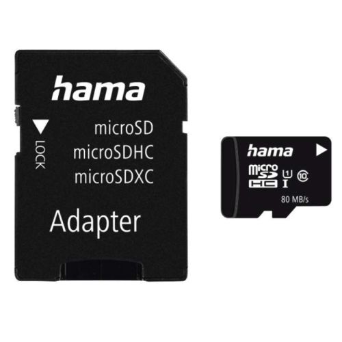 Hama 64GB MicroSDXC Card with SD Adapter, Class 10 UHS-I, Up to 80MB/s