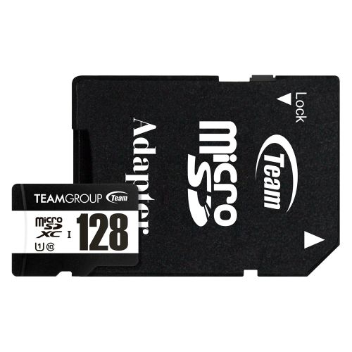 Team 128GB MicroSDXC UHS-I U1 C10 Card with SD Adapter, Class 10 UHS-I, Up to 100MB/s