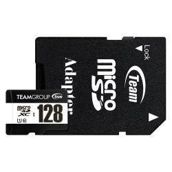 Team 128GB MicroSDXC UHS-I U1 C10 Card with SD Adapter, Class 10 UHS-I, Up to 100MB/s