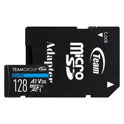 Team 128GB Elite A1 MicroSDXC Card with SD Adapter, UHS-I Class 3, U3, A1 App Performance, 100MB/s