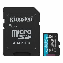 Kingston 1TB Canvas Go! Plus Gen4 MicroSDXC Card with SD Adapter, UHS-I Class 10, U3, A2 App Performance, 200MB/s
