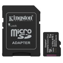 Kingston 1TB Canvas Select Plus Gen3 MicroSDXC Card with SD Adapter, UHS-I Class 10, U3, V30, A1 App Performance, 150MB/s