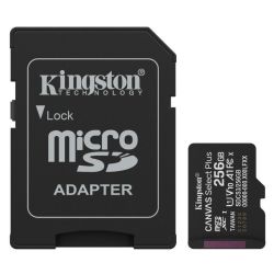 Kingston 256GB Canvas Select Plus Gen3 MicroSDXC Card with SD Adapter, UHS-I Class 10, U1, V10, A1 App Performance, 150MB/s