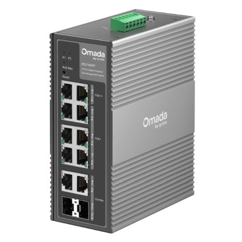 TP-LINK (IES210GPP) Omada 10-Port Gigabit Industrial Easy Managed Switch with 6-Port PoE+ and 2-Port PoE++, 2x Combo RJ45/SFP, IP40 Aluminium Casing